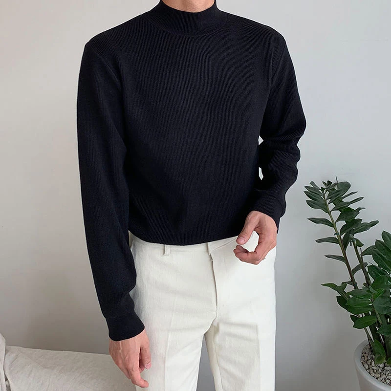 8 Color Turtleneck Slim Base Winter Long Sleeve Men Sweater Teenagers Fashion Loose Casual Harajuku Simple Men Clothes Pullovers