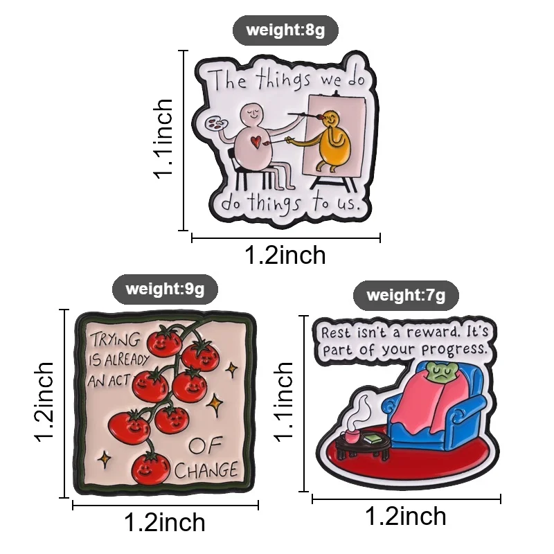 Trying Is Already An Act Of Change Enamel Pin, Motivational Tomato Brooch For Self Improvement And Growth Mindset Style