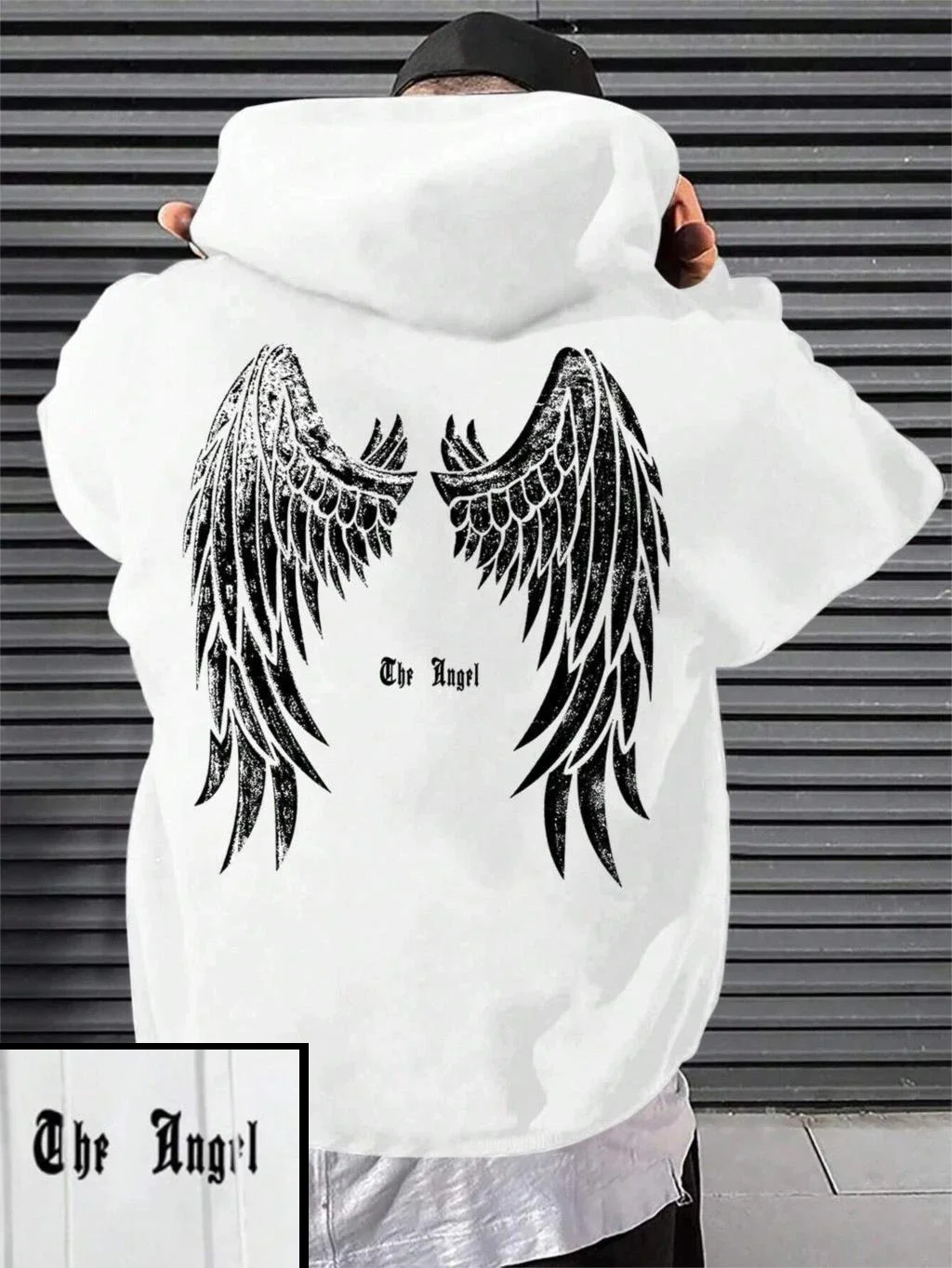 Angel Wings Printed Men's hoodie o collar all match loose sweatshirt fashion basic daily comfort hoodie fall wear