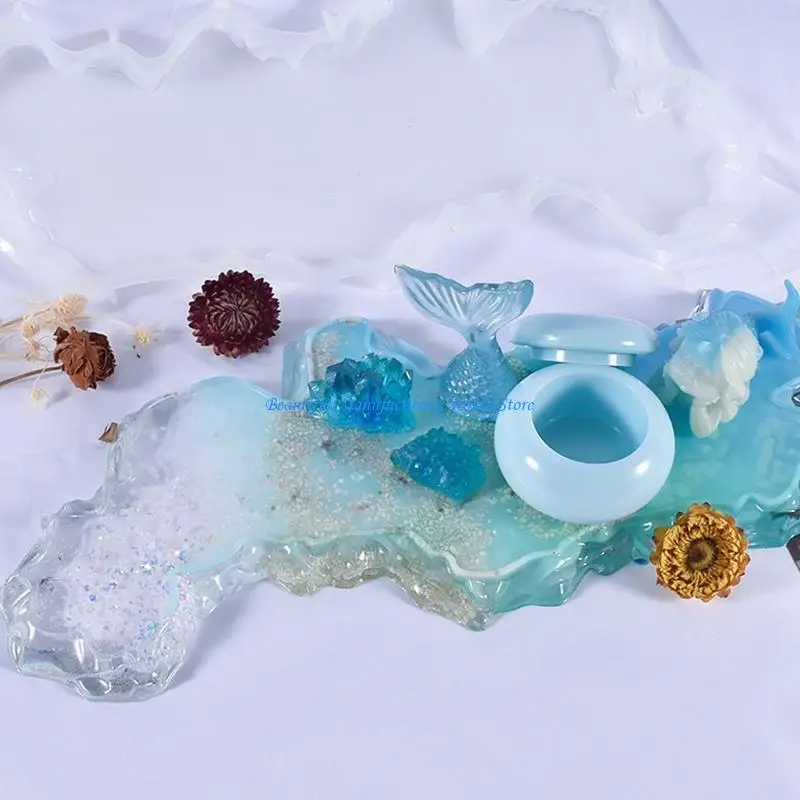 

E56A Handmade Irregular Pattern Epoxy Silicone Mold Dish Resin Mold Gift for Family