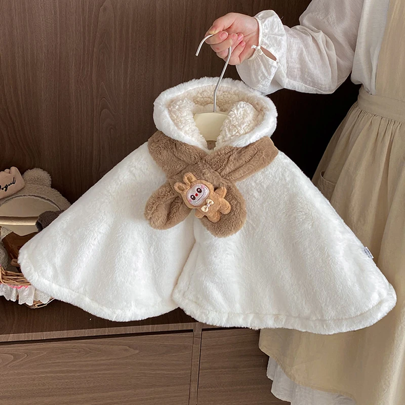 IYEAL Baby Cloak Winter Coat Baby Boy Girl Cloak Cartoon Windproof Clothes With Plush Insulation Outdoor Shawl