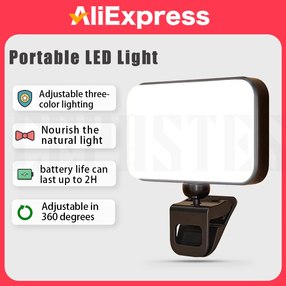 

Pocket LED Selfie Light For IPhone IPad Mobile Phone Laptop Clip Flash Fill Video Photo Ringlight Photography Lamp