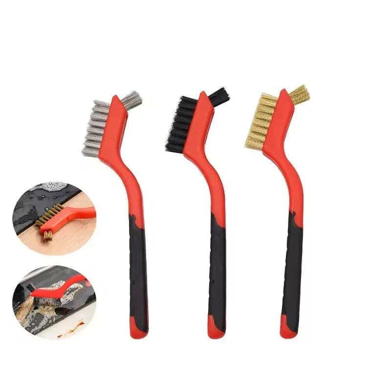 3Pcs/Set  Brass/Stainless Steel/Nylon Cleaning Brush for Gas Hoods Grease and Stain Removal Cooktop Detail Rust Cleaning Tools