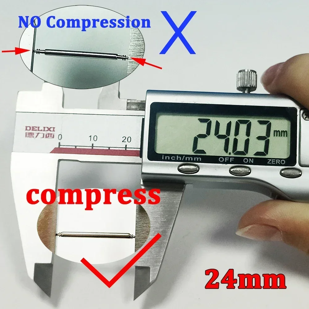 20 peças pinos de mola de pulseira de relógio 1.5mm 1.8mm 2.0mm de espessura barras de mola de metal 16/18/20/22/24/26mm pinos de ligação de pulseira ferramenta de reparo de relógio