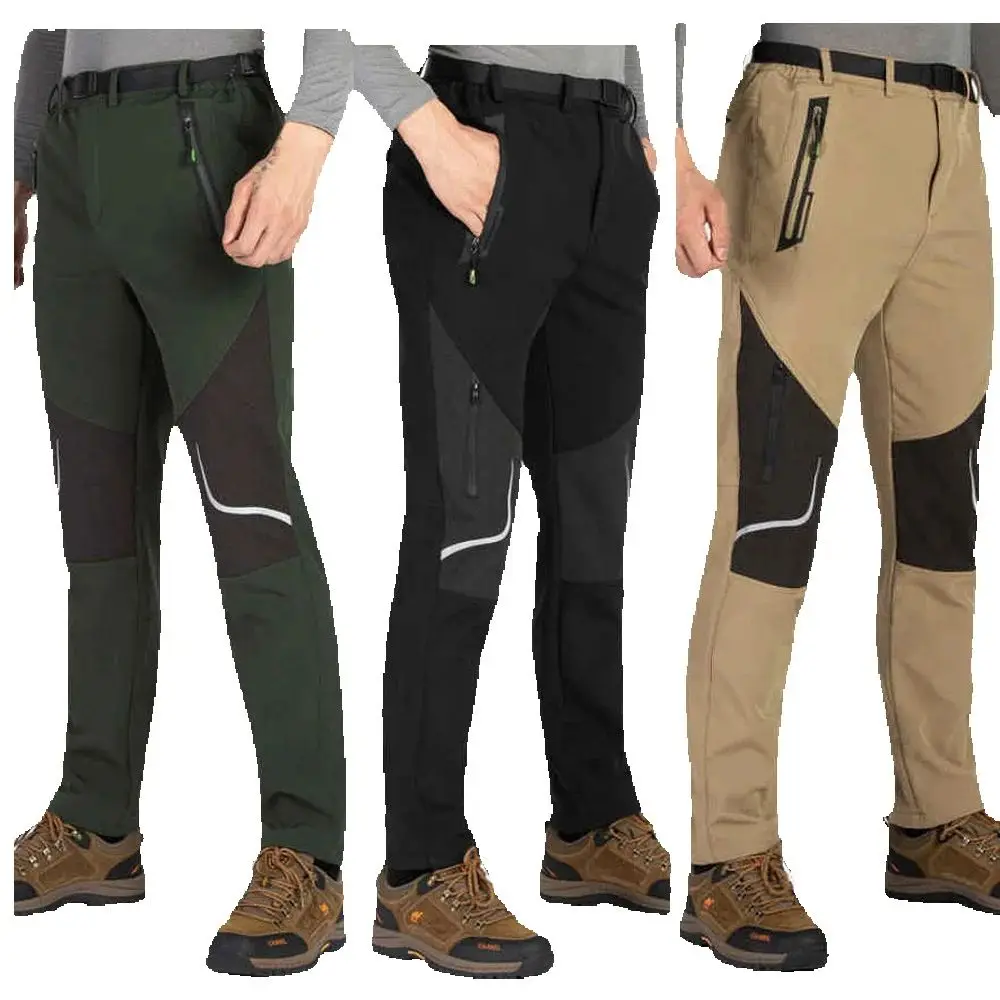 

Outdoor Assault Pants, Men's Plush Fleece Thick Soft Shell Pants, Elastic Fabric Hiking Fishing Trousers