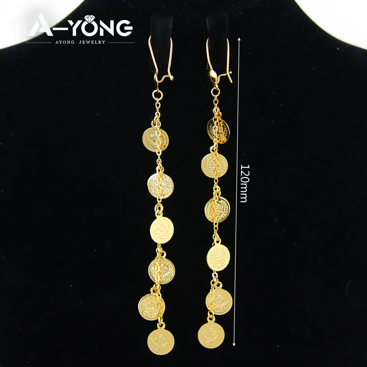 Turkish Gold Coins Dangles Earrings 18k Gold Plated Arabic Design Drop Earring Dubai Islamic Women Fashion Jewelry Gifts view 6