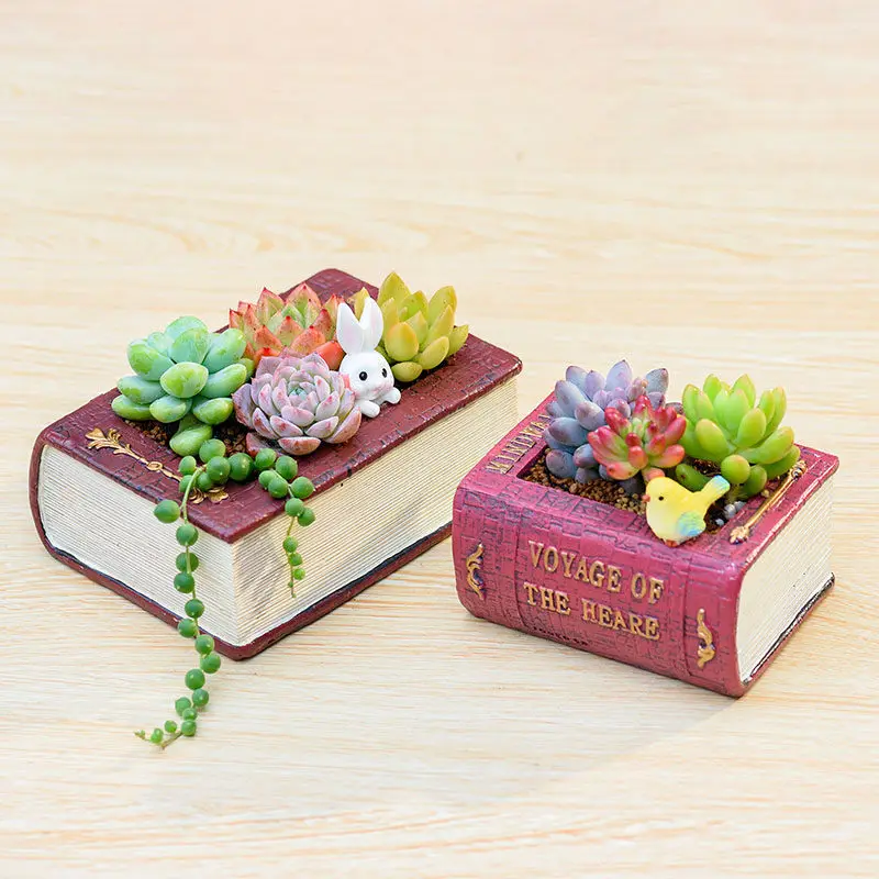 Creative European succulent flower pot,retro literature book personalized succulent flower pot, pots for plants,gift for friends
