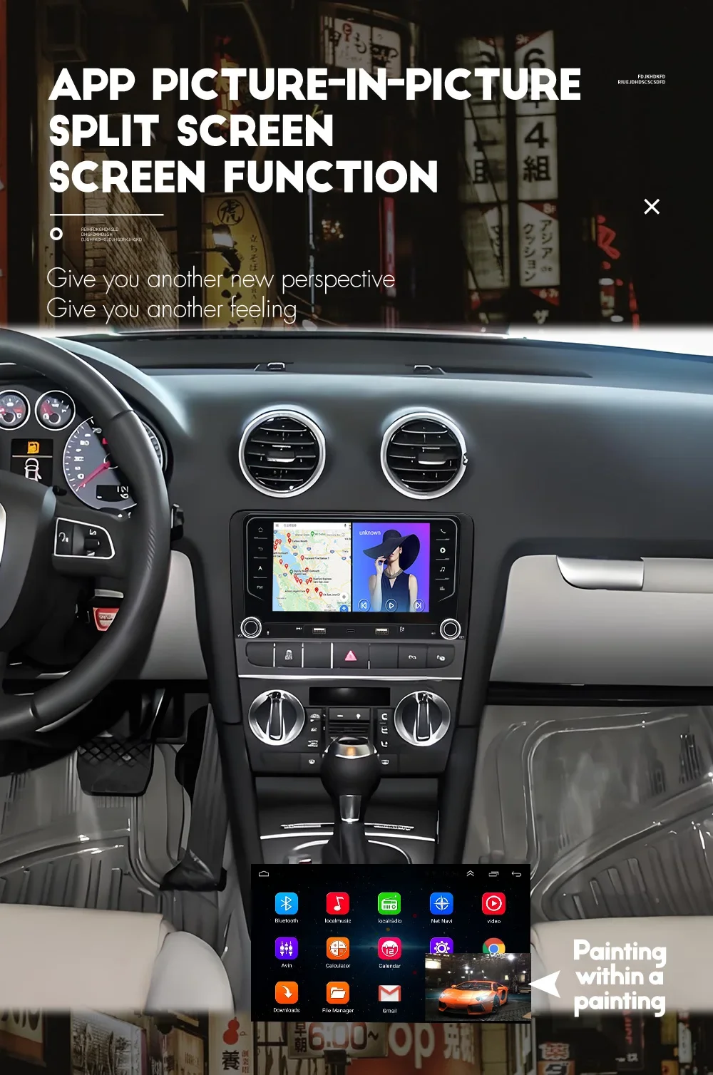 7-Zoll-Android-Autoradio Typ-C für Audi A3 2003 bis 2012, kabelloses CarPlay, Android Auto, GPS-Navigation, Bluetooth, Lenkradsteuerung – Detail 14