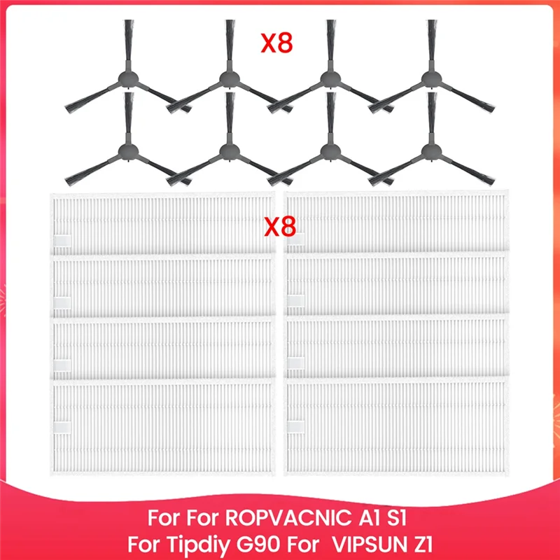 B07B-Vacuum Parts Forropvacnic A1 S1, Fortipdiy G90, Forvipsun Z1 Robot Vacuum Side Brush Hepa Filters