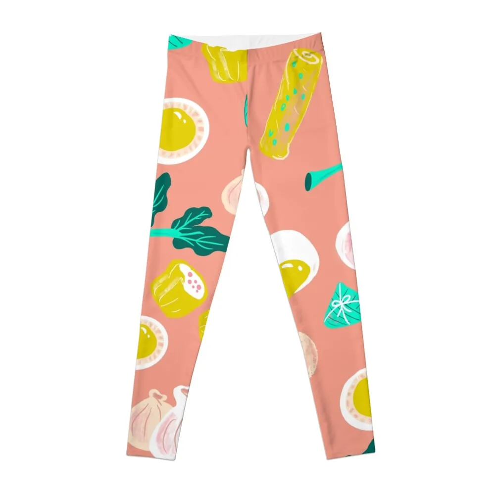 Eat Dim Sum Pink by Cindy Rose Studio Leggings Female legging pants Leginsy push up Womens Leggings