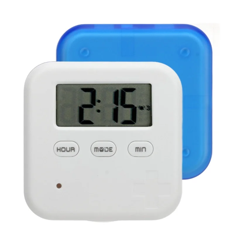 Portable Medicine Box With Timer Smart Medication Organizer With Bell Vibration Reminder 4 Large Compartments Medicine Case