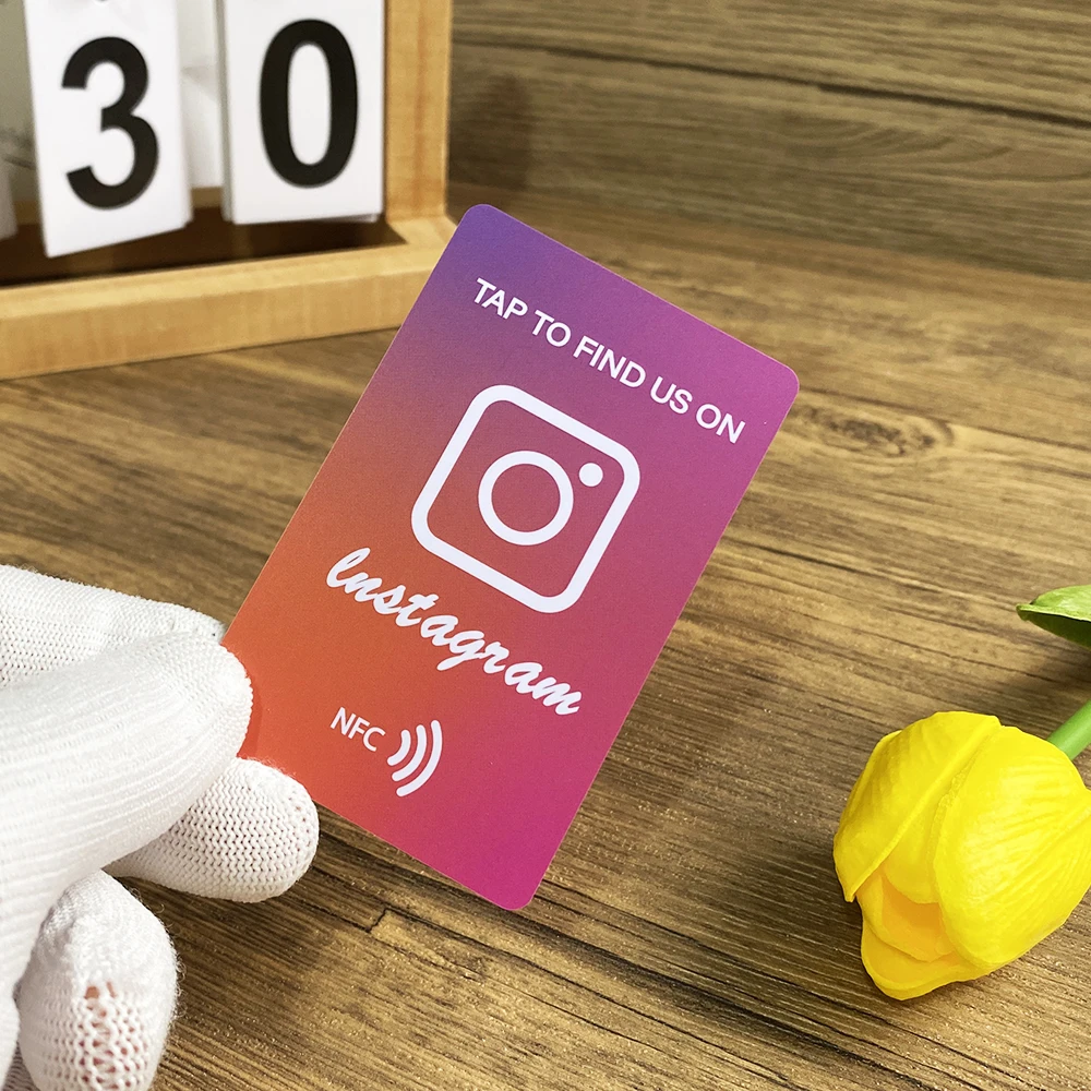 

Follow us on Instagram Cards Get more fans Easily Google Review Cards NFC Tap Cards