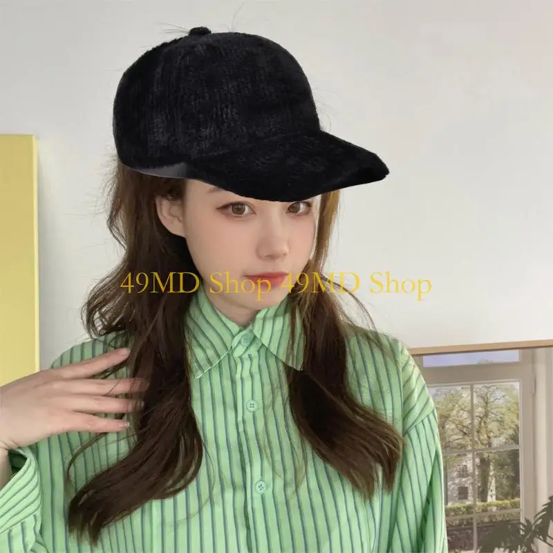 

49MD Простые однотонные бейсболки из мягкого искусственного меха Зимняя осенняя шляпа Танцевальные кепки