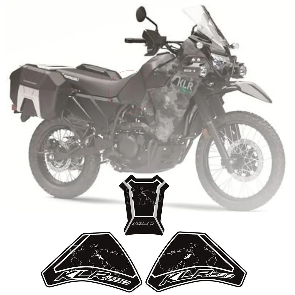 

3D Gel Front &Side Tank Fuel Gip Decal Sticker Pad For KAWASAKI KLR650 2022-2023