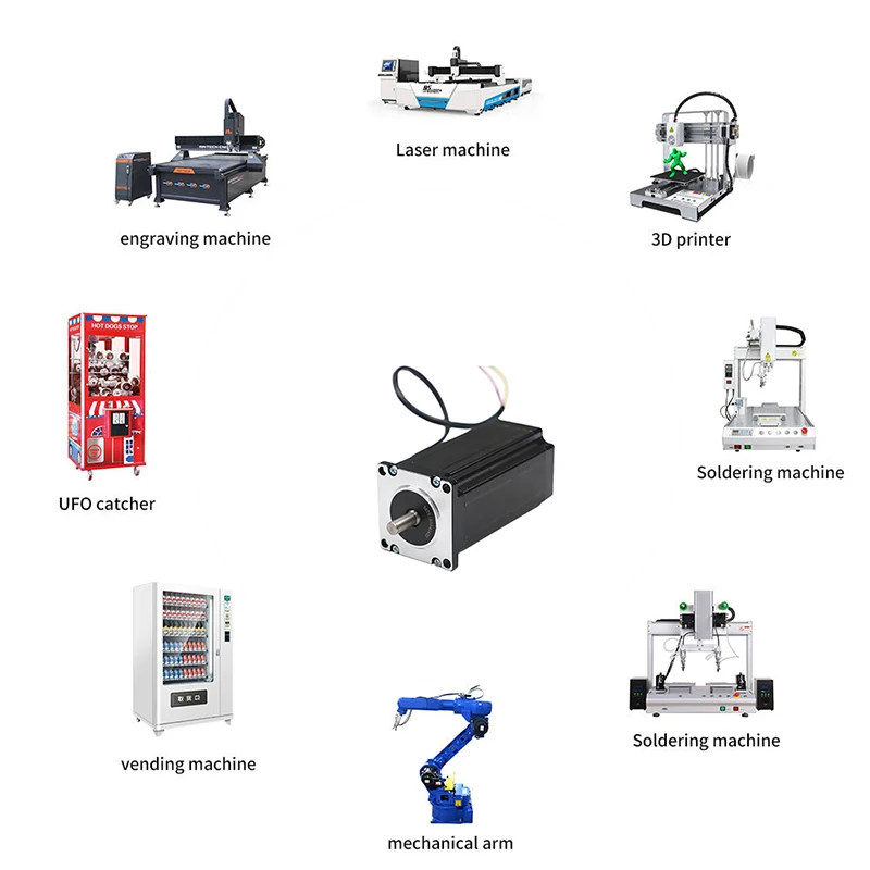Motor de passo híbrido de loop aberto de energia DC bifásica de alta qualidade 57 * 112 mm com certificação CE para eletrônicos