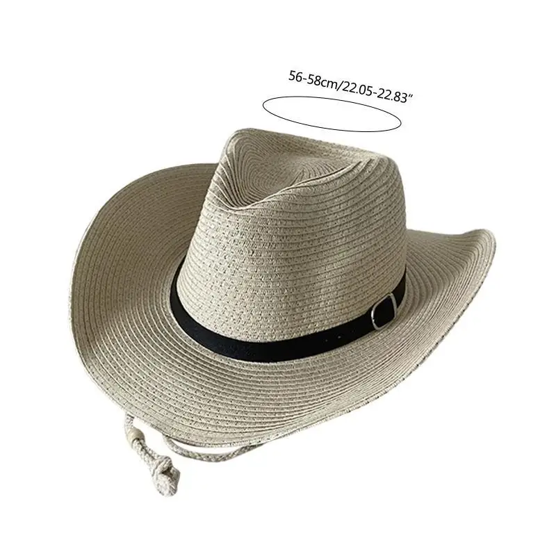 قبعات رعاة البقر 652F مع قبعة حبل الرياح للنساء قبعات دلو مع حافة فيدوراس #6