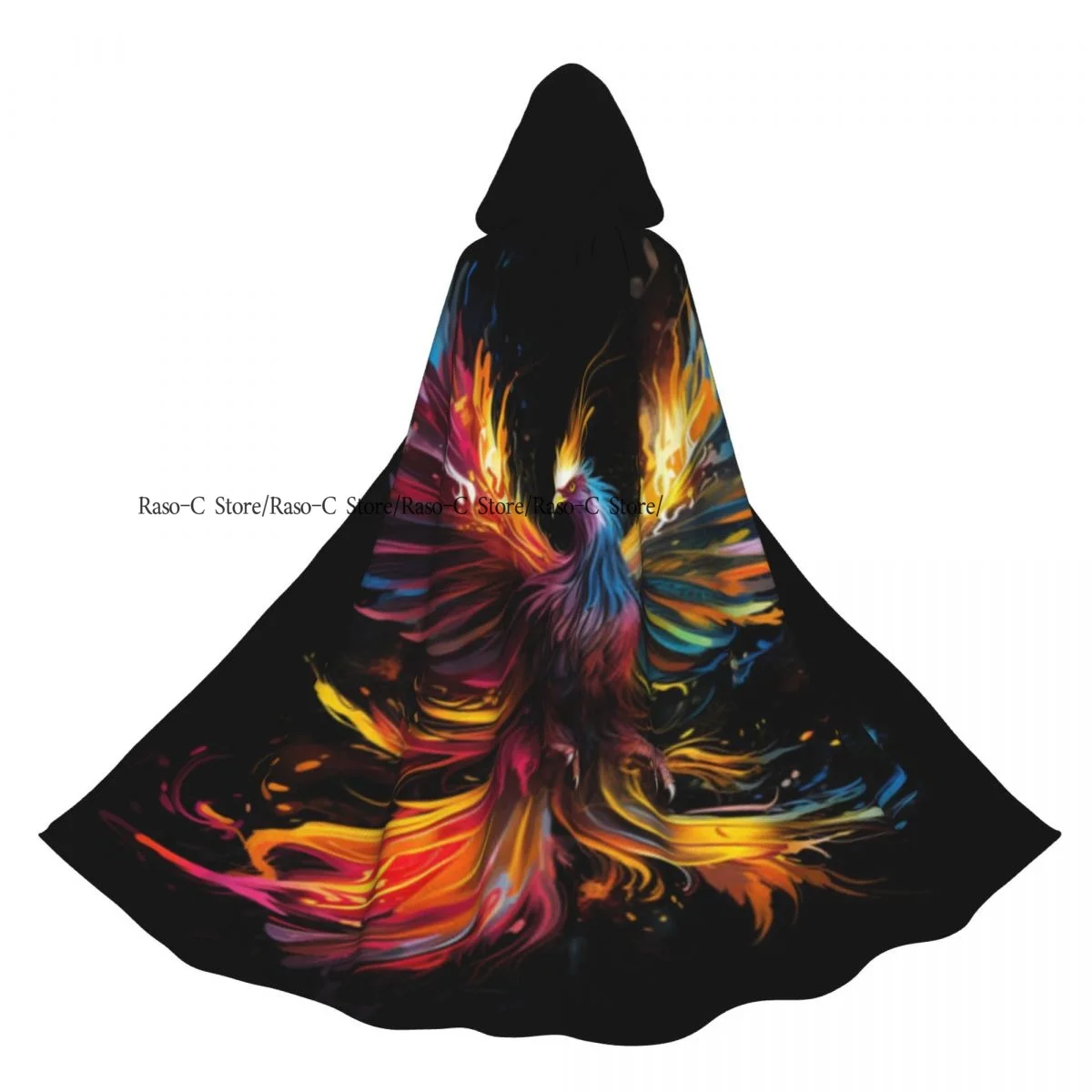 

Long Cape Cloak Phoenix Abstract Portrait Hooded Cloak Coat Autumn Hoodies