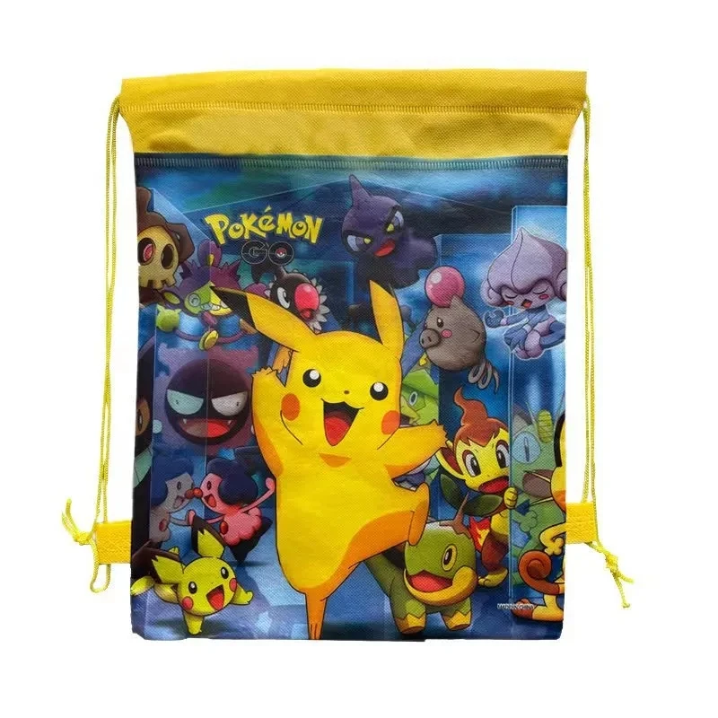 New Pokemon Anime Pikachu Backpack Drawstring Bag Children Non woven Schoolbag Cartoon Storage Bag Children Bundle Pocket Toy