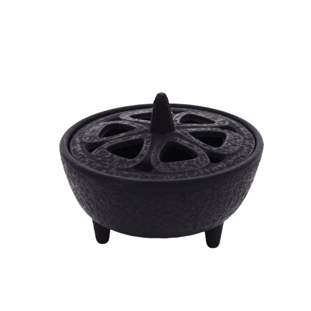 Mini Cast Iron Cone Incense Burner Creative Heat Resistance Cast Iron Incense Burner Tripod Peaceful Mind Retro