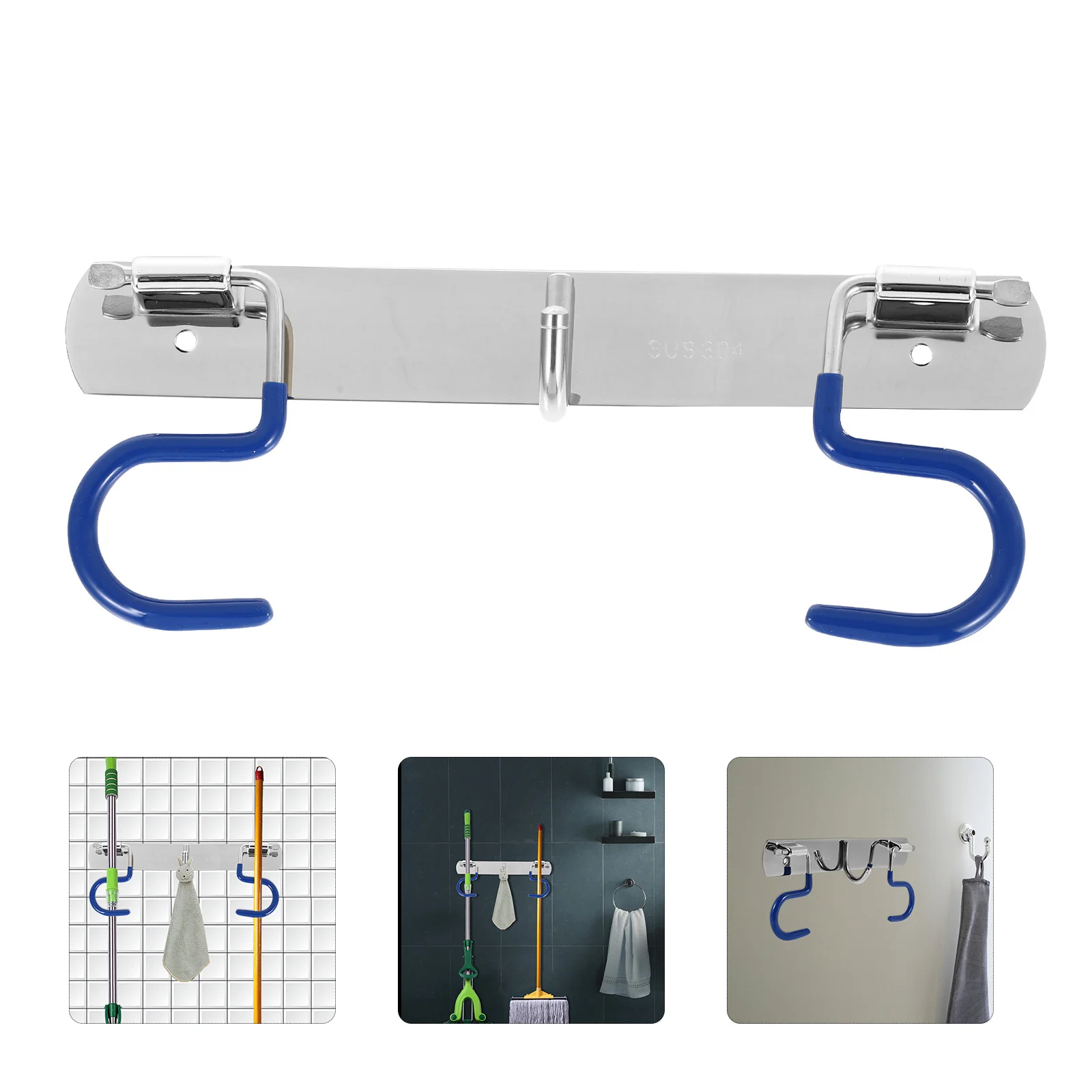 

Stainless Steel S-Type Mop Hook Holder Heavy Duty Wall Mounted Storage Rack Durable Metal S-Hook Wall Mop Hanger S-Type Hook