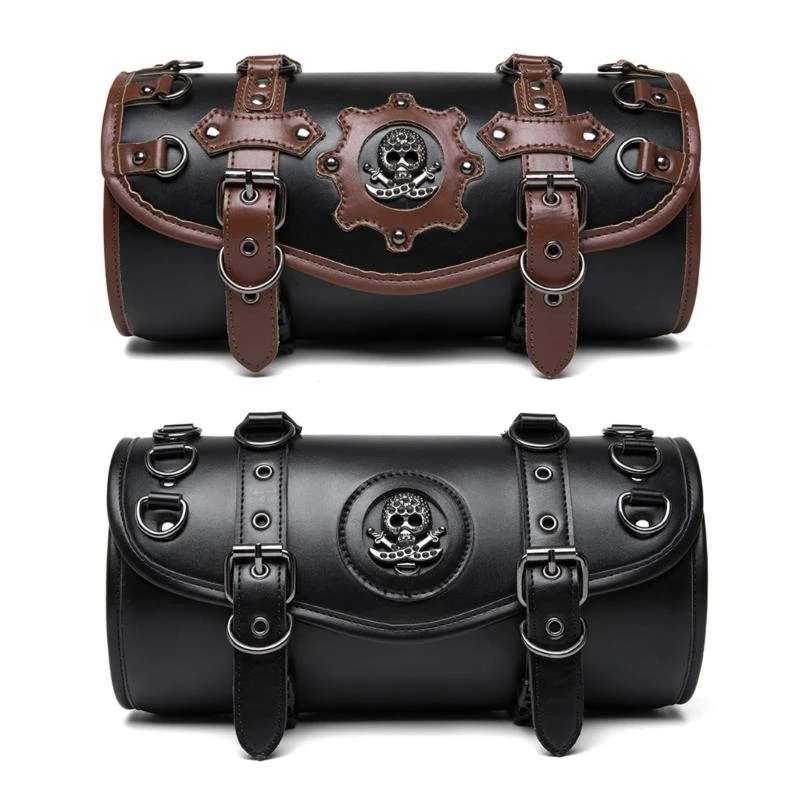 

12QM Motorcycle Front Fork Tool Bag PU Leather Saddlebag Suitable for Bikers Storage Needs, Daily Commute, Handlebar Storage