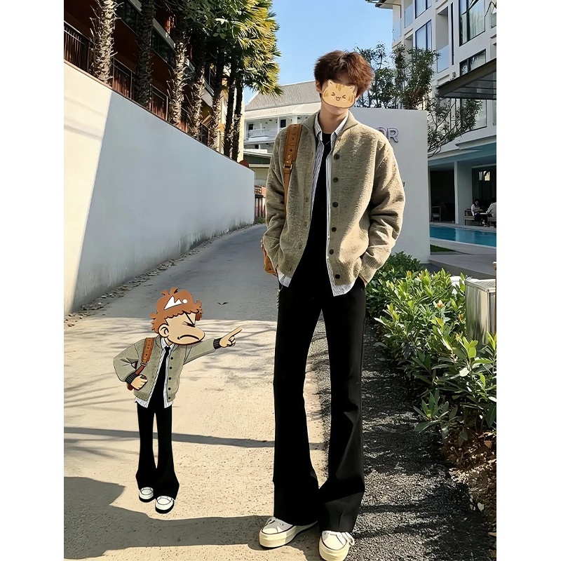 

Мужские джинсы Bla Waed Knife: весенние, в американском стиле, прямые, широкие штанины, с высокой талией, из денима, для повседневной носки