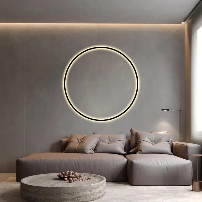 Modern Decor LED Wall Lamp For Bedroom Living Room Sofa Background Round Ring With USB Plug Wall Sconce Indoor Light Fixtures