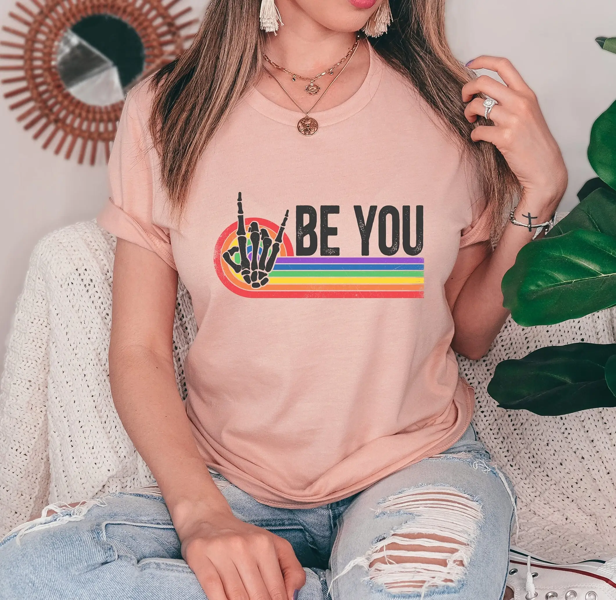 Be You T Shirt Yourself Pride Month Lgbt Gay Lesbian Rainbow