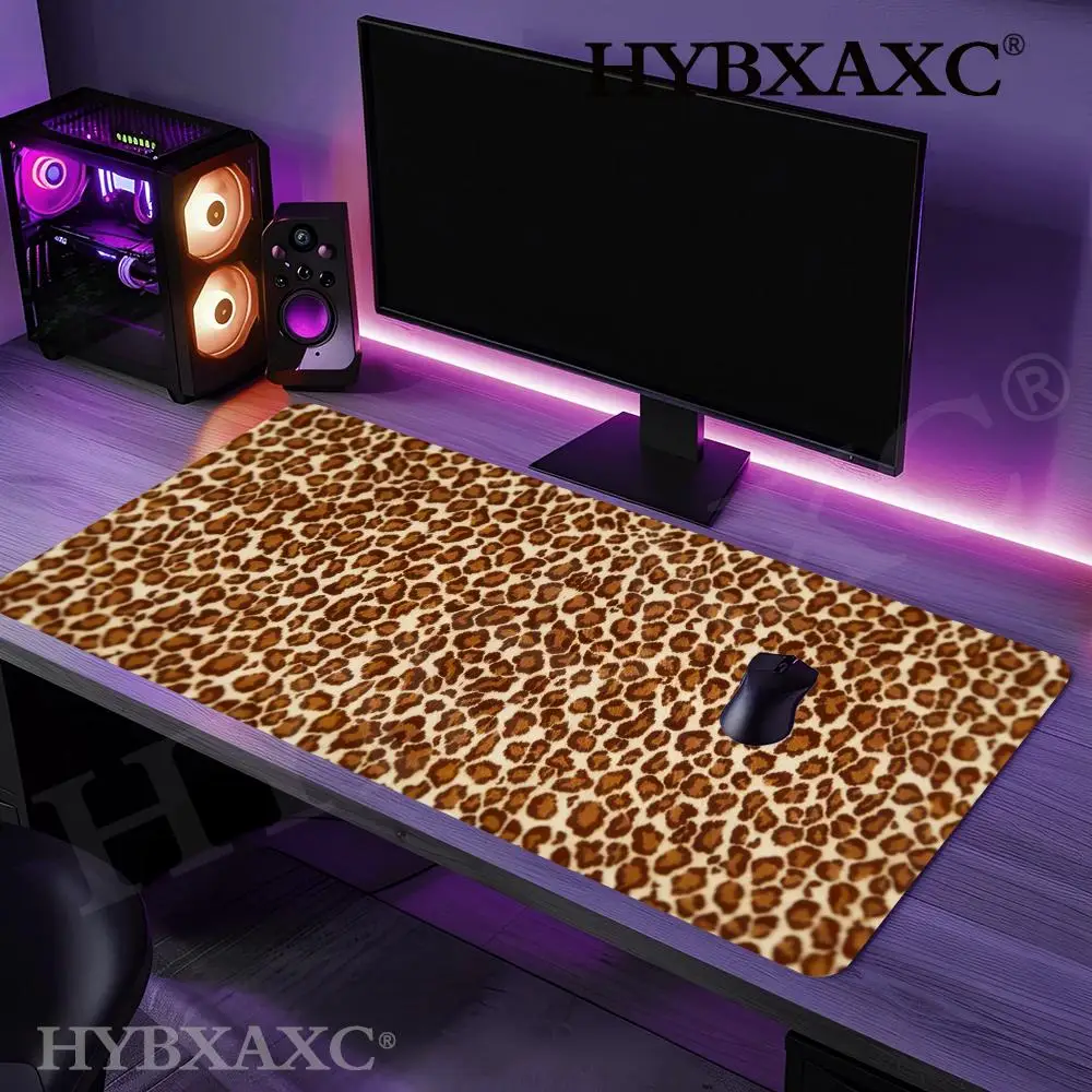 HYBXAXC Leopard Print Mouse Pad Art Design XXL Gaming Mousepad Rubber Base with Stitched Edge Desk Pad Large Desk Accessories