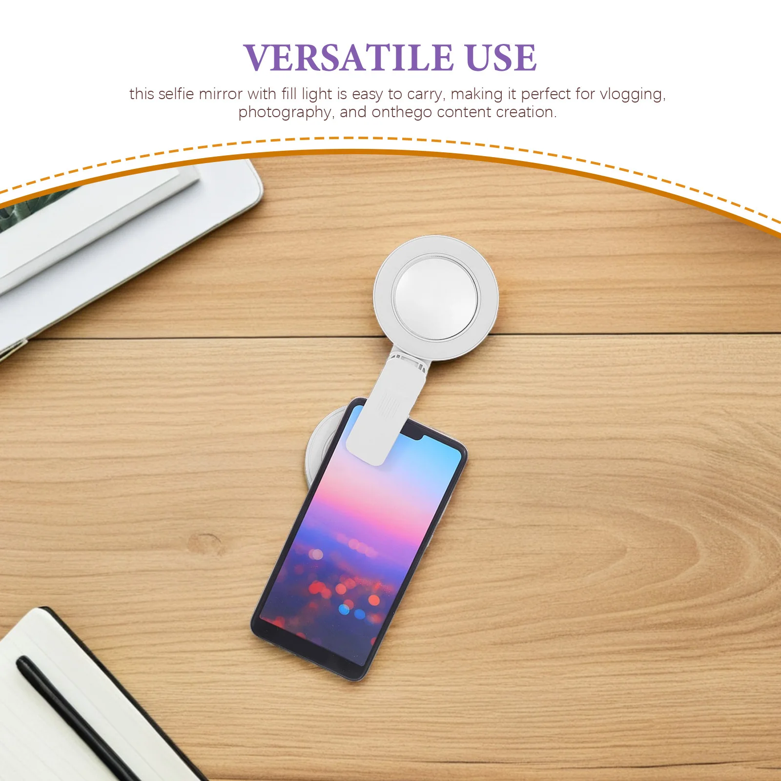كاميرا خلفية لصور السيلفي مرآة ضوء عالمي بمشبك على ضوء سيلفي للهاتف ومرايا للتصوير الفوتوغرافي المحمول والإضاءة الطبيعية المحسنة #2