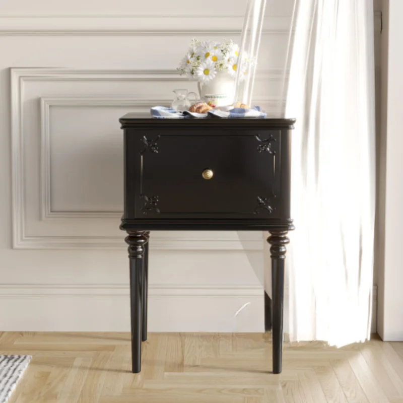 

Solid wood carving flower bedside table retro old decorative