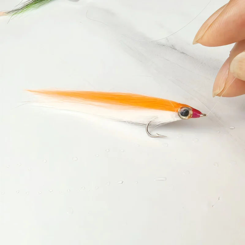4/6 Stück Minnow-Köderfisch-Fliegenfischerfliegen, Haken aus Kohlenstoffstahl, realistische 3D-Augen, Eisseiden-Streamer für Forellen- und Hechtangeln – Detail 8