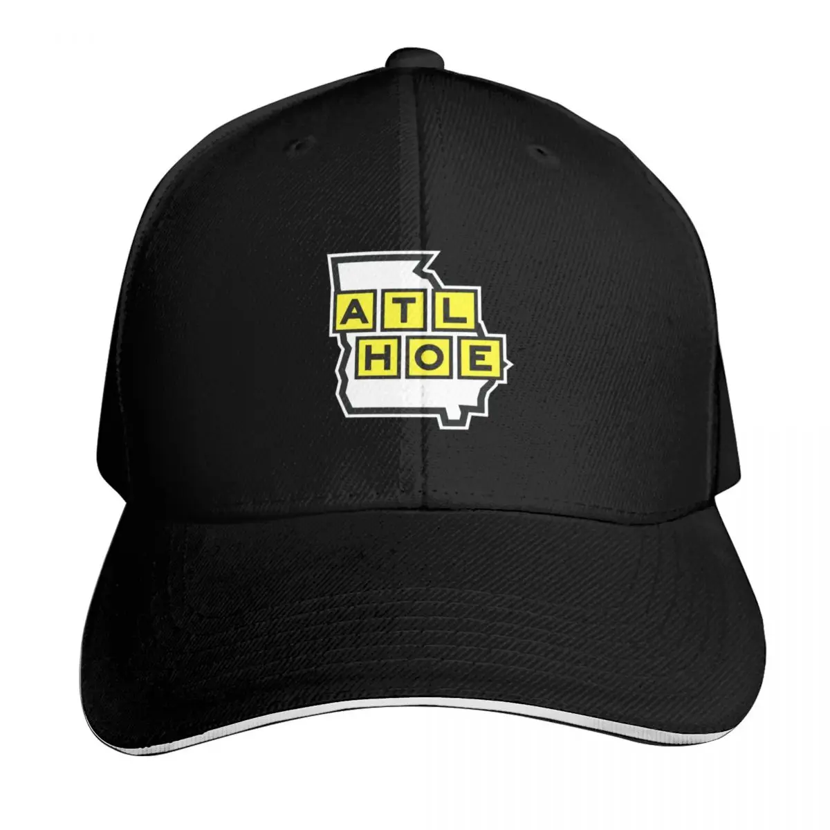Boné de beisebol ATL HOE - Amarelo e Preto, tamanho grande para homens, boné infantil, boné esportivo, boné de golfe para homens e mulheres