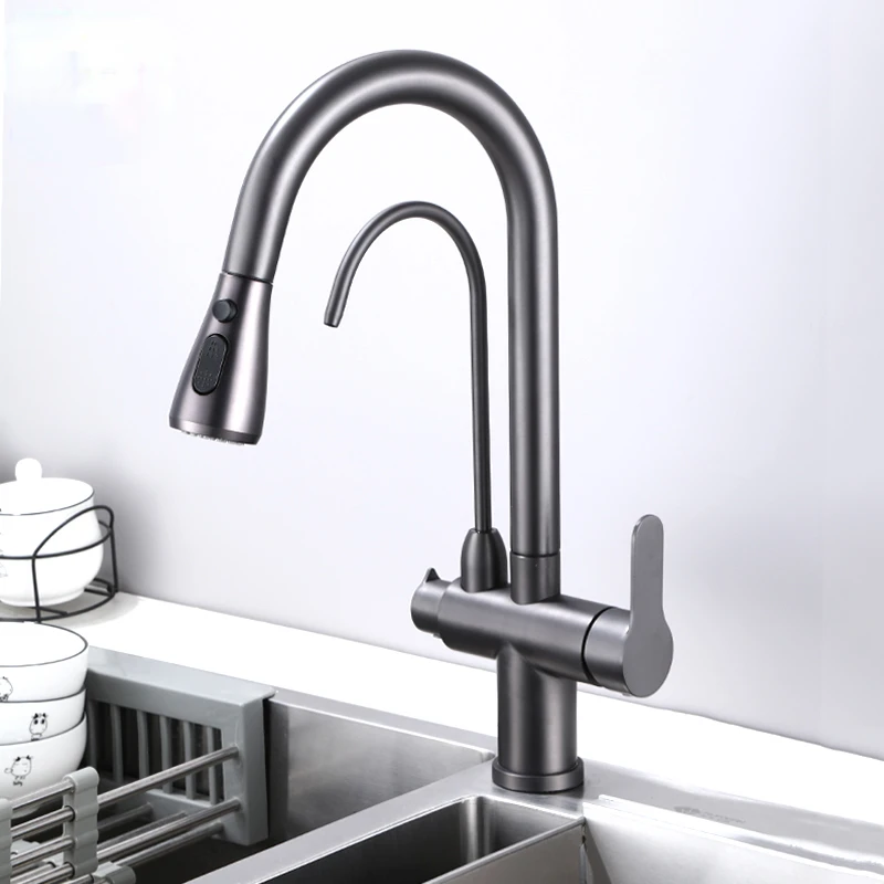 

Pull Out Black Pure Water Kitchen Faucet,Hot Cold Mixer Crane, Kitchen Sink Faucets, Rotatable Filter Kitchen Faucet