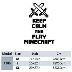 1 pc new Game keep calm and play minecraft Home Decor Wall Stickers For Rooms Decoration Vinyl Mural Decal