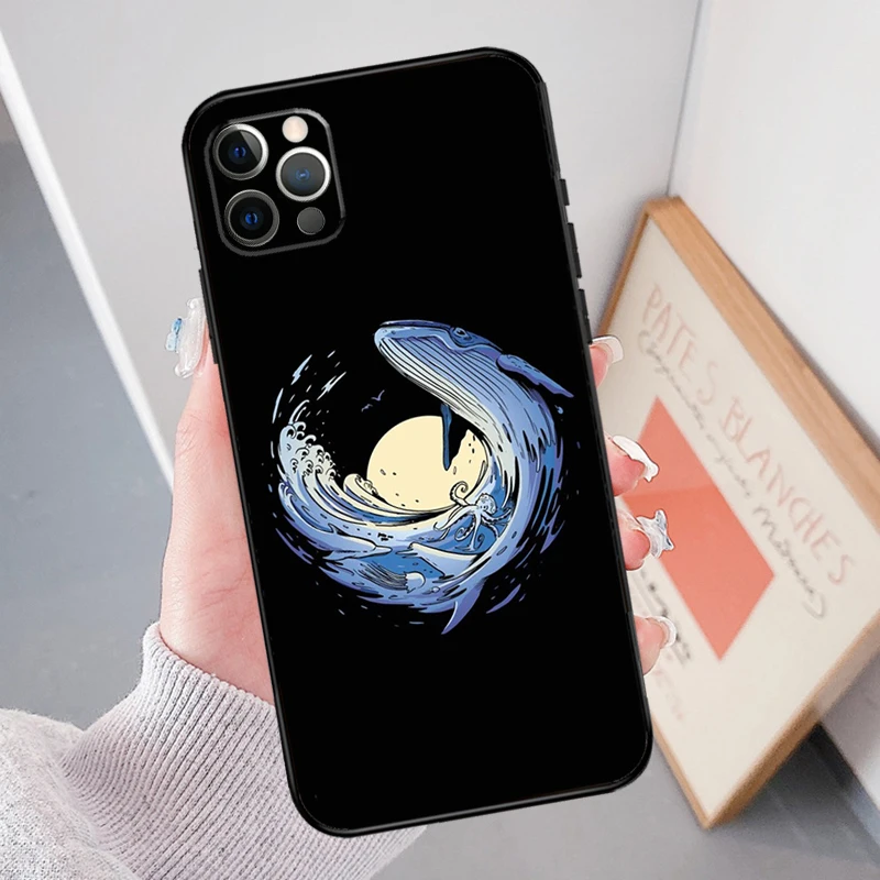 Whale Fish Wave Sea Case For iPhone 15 Pro Max Plus 12 13 Mini 11 14 Pro Max XS X XR 7 8 SE 2020 2022 Cover