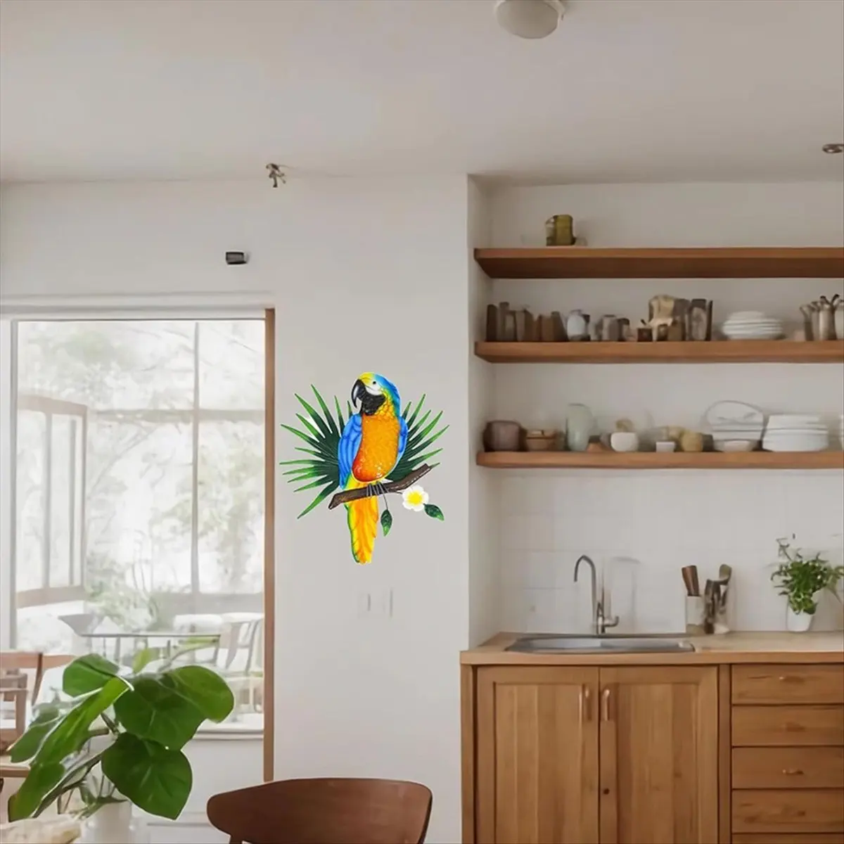 ABNH Metal Parrot Wall Art Decor Outdoor Birds Wall Fence Decorations Colorful Parrot Figure for Outdoor Garden Decorations A