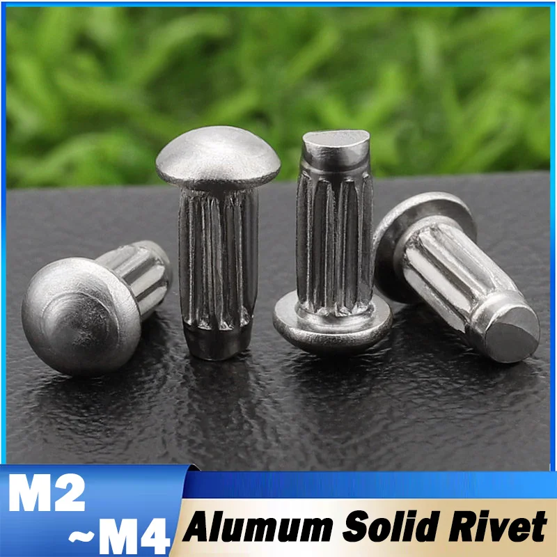 100~300Pcs M2 M2.5 M3 M4 Aluminum Button Round Head Knurled Shank Solid Rivet for Label Name Plate Brand