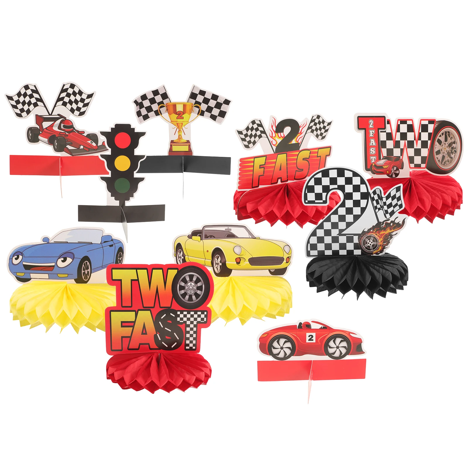 

10pcs Race Car Party Decorations Honeycomb Centerpieces Birthday Baby Shower Racing Table Ornaments Paper Theme