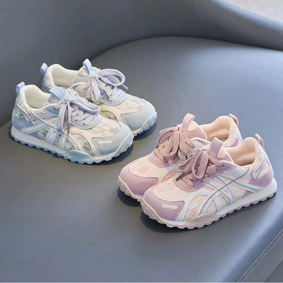 Kids'Casual Shoes PU Leather Color Blocking Autumn Flat Shoes For Children Anti-slip Breathable Pink Blue Shoes Size 28-37