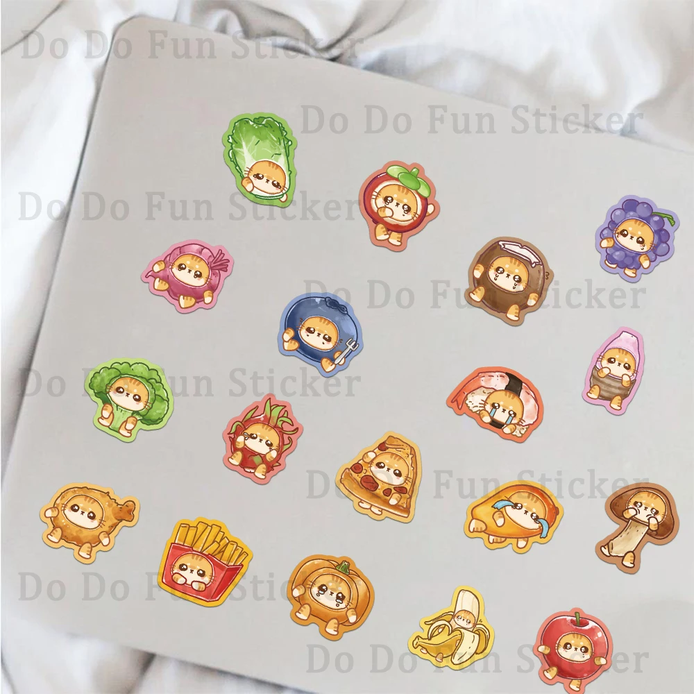 50PCS Cute Cartoon Food Cat Graffiti Stickers Fruit and Vegetable Burger French Fries Sandwich Fun DIY Decoration Guitar Laptop