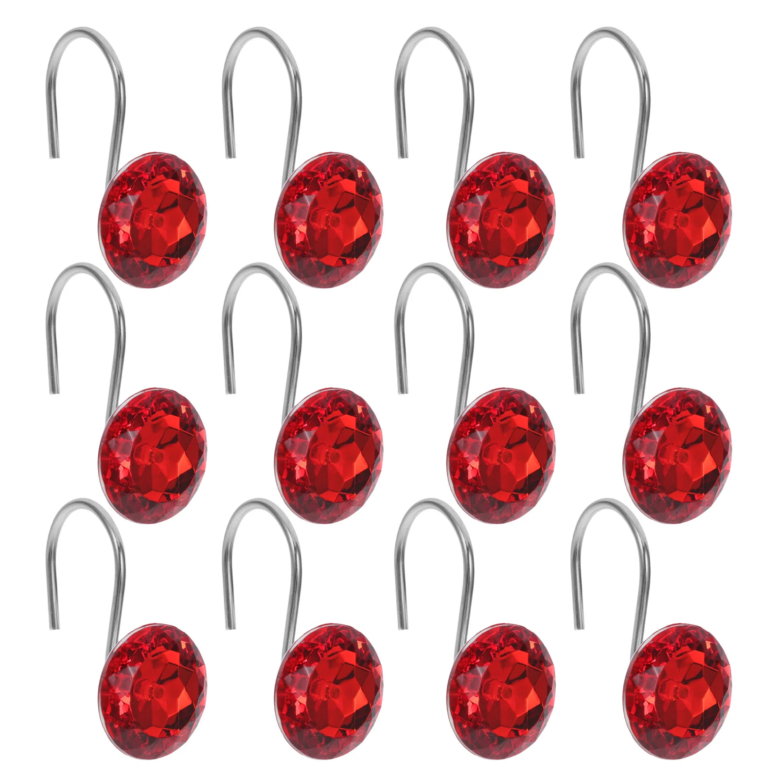 

12Pcs Shower Curtain Hooks Crystal Design Heavy Duty Rustproof Strong Load Capacity Smooth Edge Easy Install for Bathroom Shower