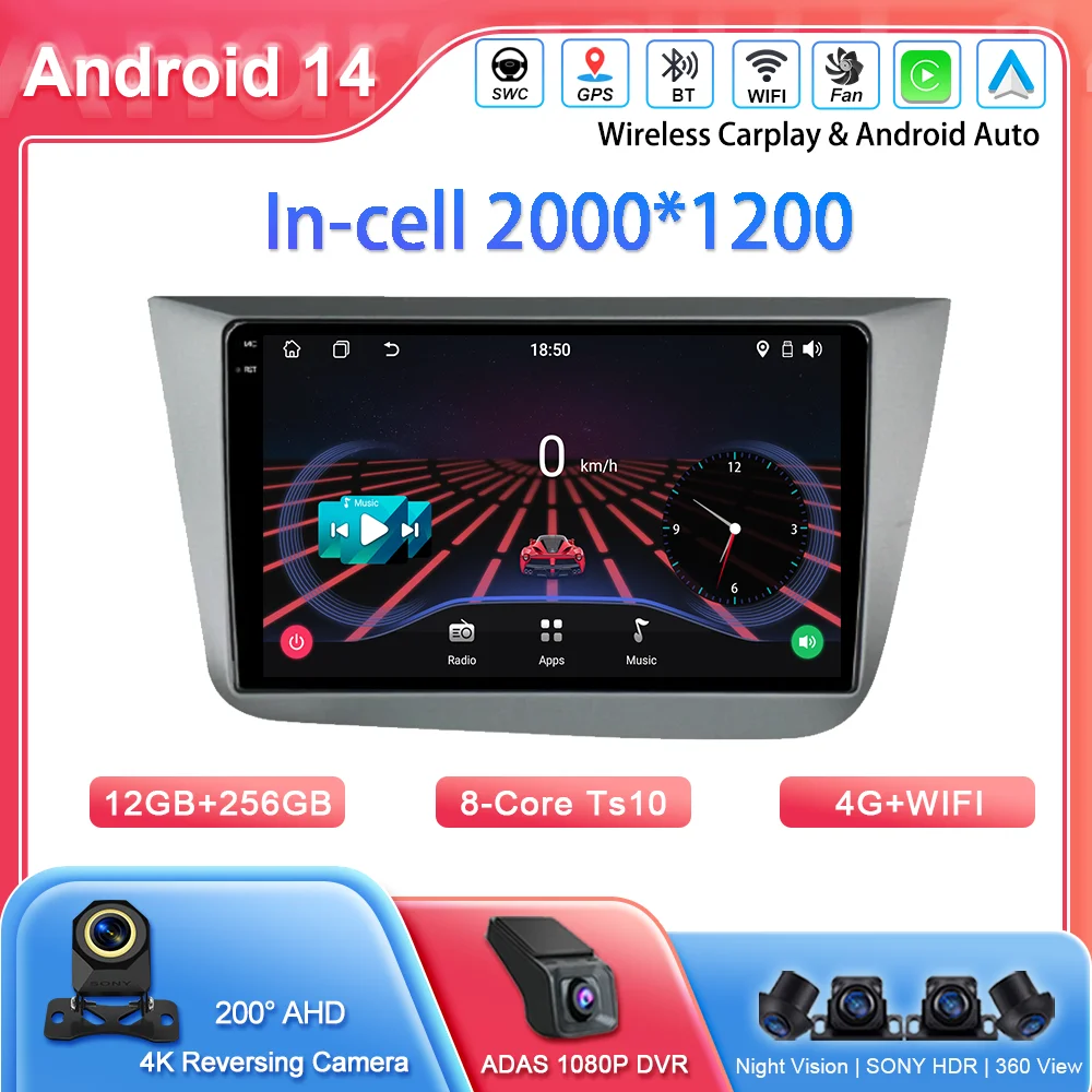

Автомобильное радио Android 14, для Seat Altea XL Toledo 2004-2015, авто стерео мультимедийный плеер, GPS-навигация, Carplay, сенсорный экран 2DIN