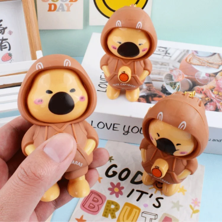 Capybara Face Changing Keychain Pendant Plastics Cartoon Doll Keychain DIY Crafts Mini Face Changing Toy