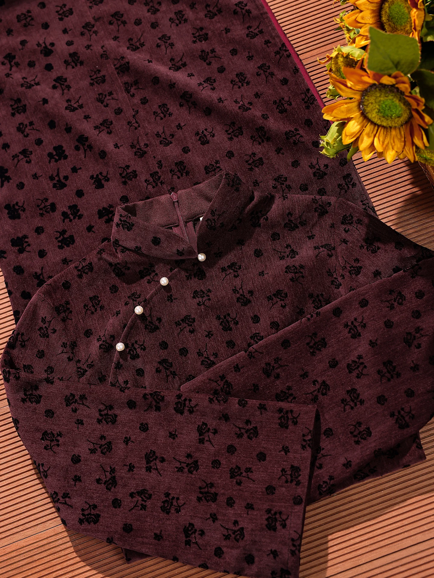 

Новое китайское элегантное весеннее платье-ципао для молодых девушек с высоким воротником и цветочным принтом