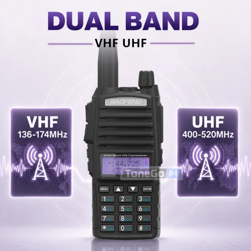 BaoFeng UV-82 5W/8W High Power Walkie Talkie Dual PTT Dual Band VHF UHF Type-C Charging 2800mAh Long Range Handheld Two WayRadio