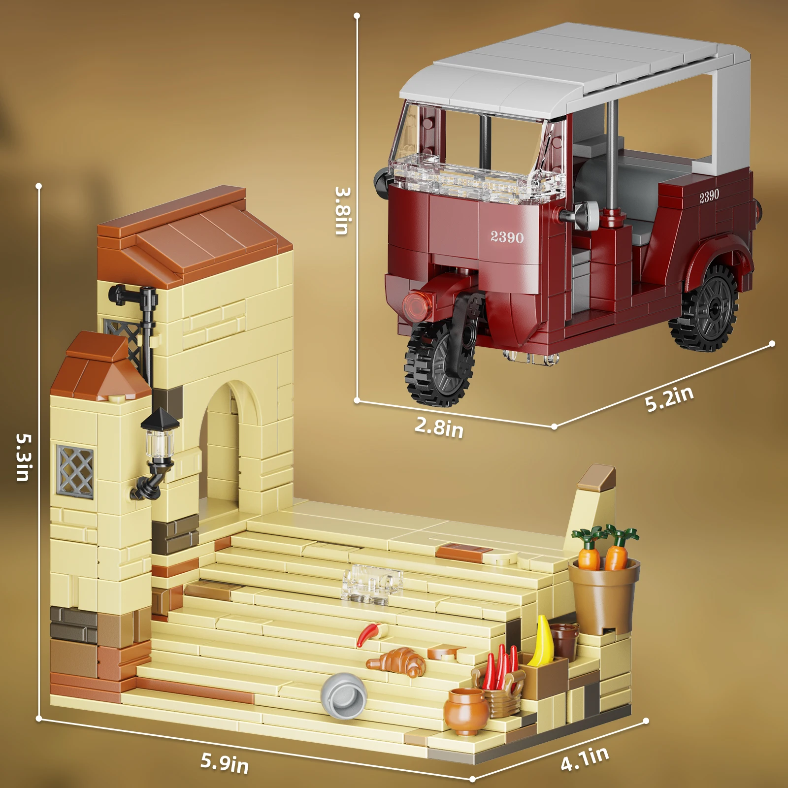 MOC Vehicle Building Blocks Set Galloping Indy's Rickshaw Car Model Movie Scene Collection Brick Toy For Children Birthday Gift