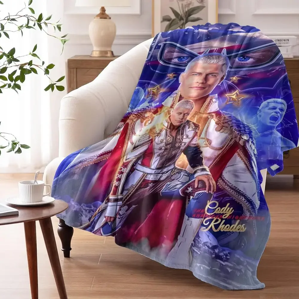 Wrestler C-Cody Rhodes Throw 240G Lightweight Throw Blanket Soft Cozy Fleece Blanket for Sofa Bed Home Decor