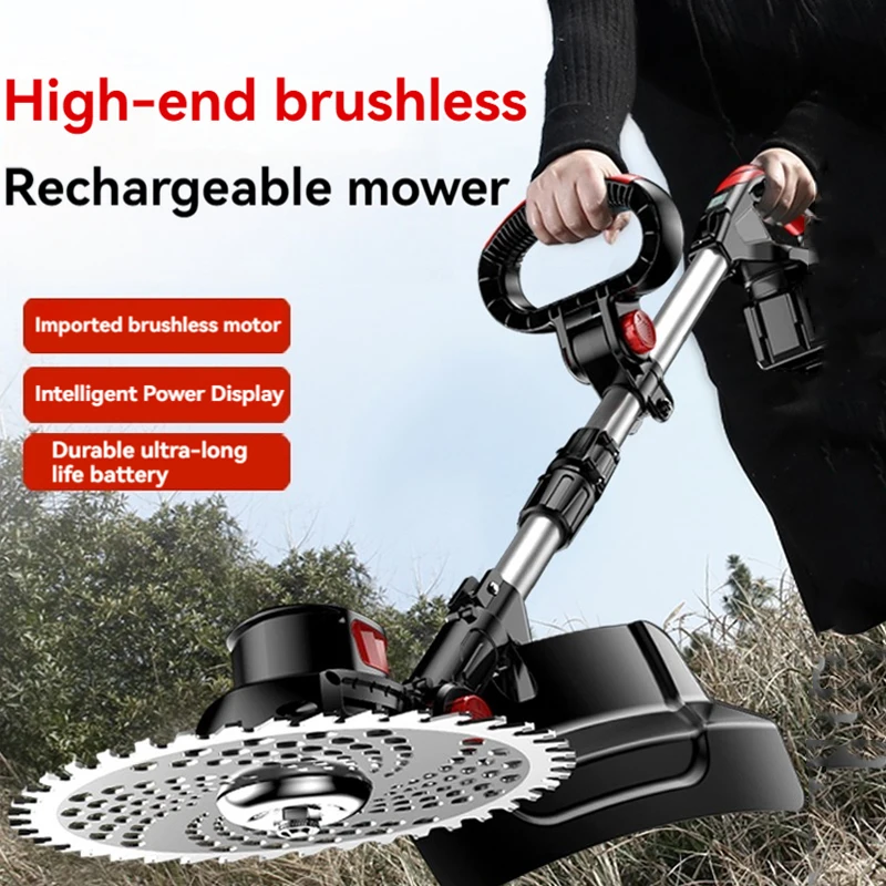 Electric Lawn Mower Brushless Motor Cordless Cutter Weeder 21V Rechargeable For Garden Lawn Trimming Pruning Tools