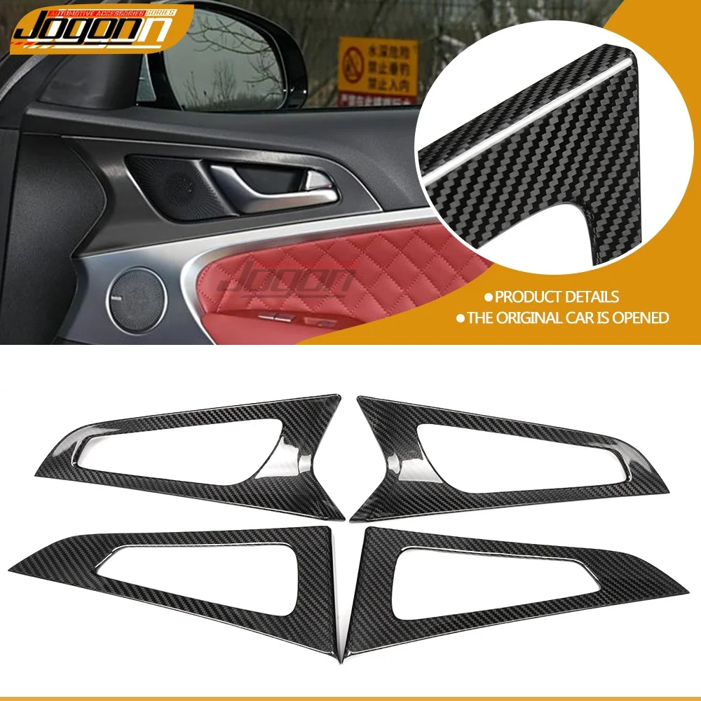 

2018+ 2019+ For Genesis G70 IK Sedan Real Carbon Fiber Inner Door Handle Console Frame Trim Side Window Door Handle Cover